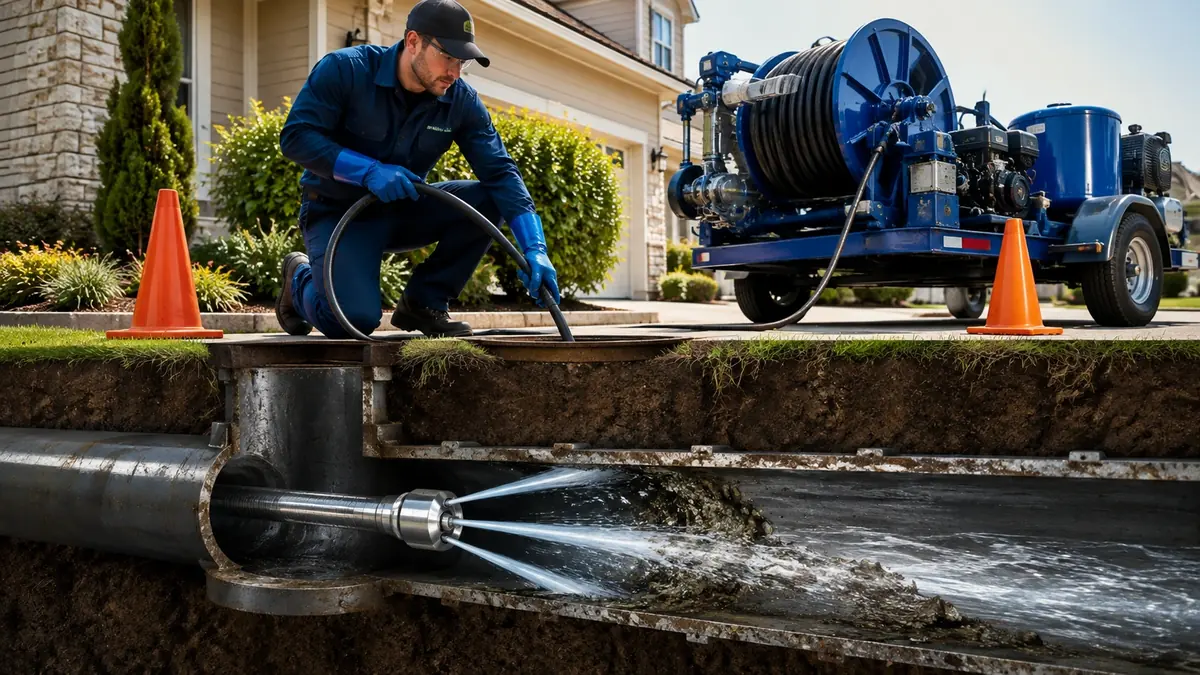 Main Sewer Line Hydro Jet Cleaning in Mecca